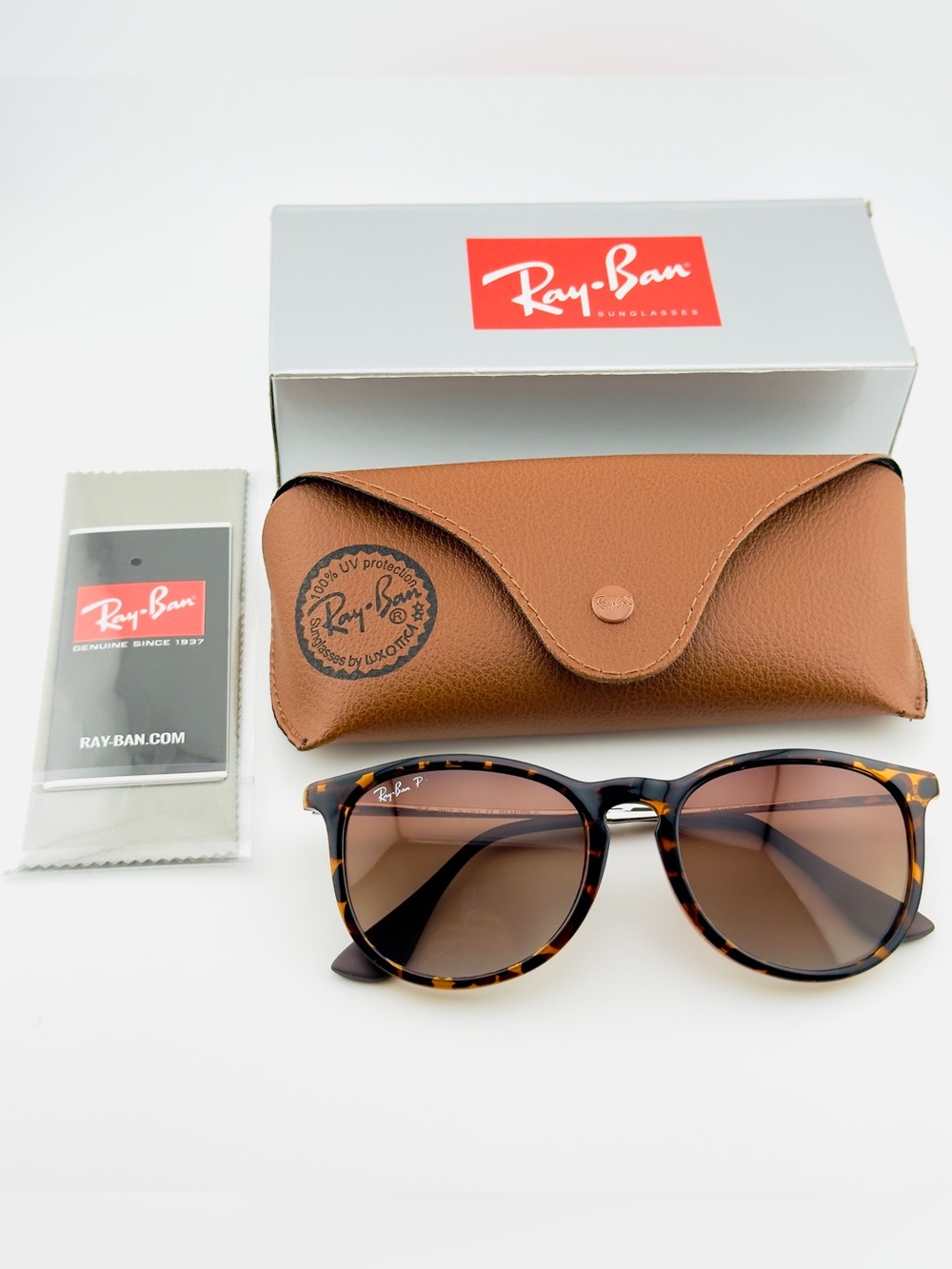Ray-Ban Erika Classic Sunglasses RB4171 Polished Tortoise Frame Brown Lenses - Picture 13 of 13